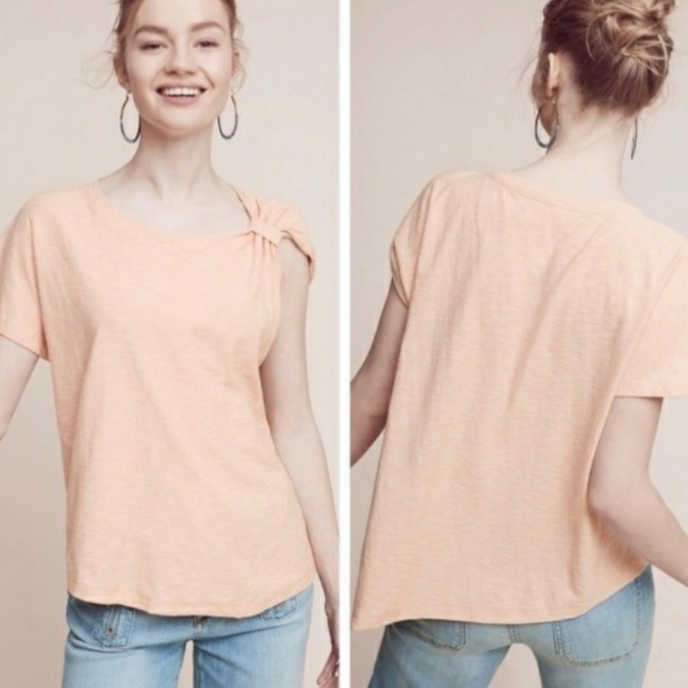 Anthropologie Deletta  Peach Pink Asymmetrical Top Womens XS
